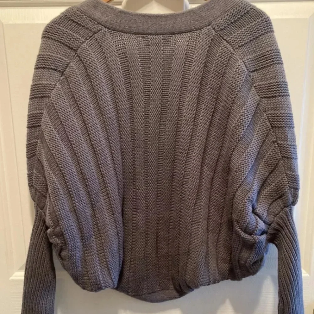 Women’s Gray Cable Knit Cardigan with Dolman Sleeve Size XS